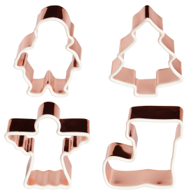 Lot de 4 emporte-pièces Noël - Bottes, Anges, Père Noël et Sapin de Noël