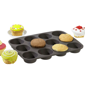 Moules à 12 Muffins Américain en Silicone Platinium - Lurch 85031