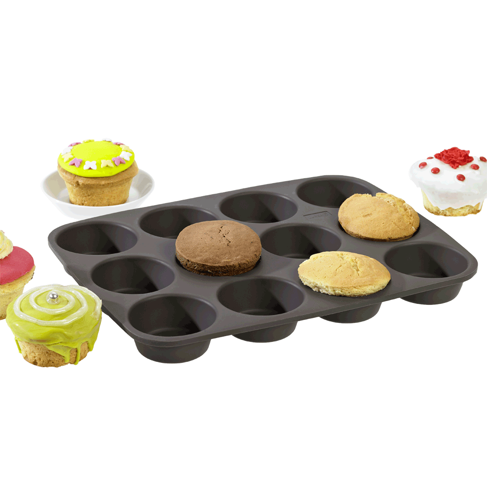 Backhaus Moule à Mini Muffins Antiadhésif en Silicone Platine (X2