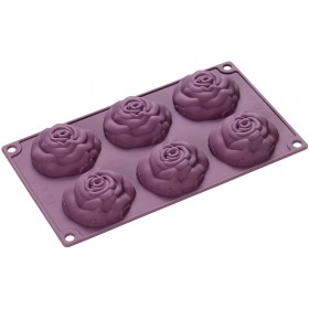 Moule 6 Fleurs de Rose en Silicone Platinium - Lurch 85060